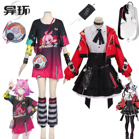 Neverness To Everness Lacrimosa Haniel Cosplay Costume Esper Gothic Lolita Dress Coat Printed T-shir