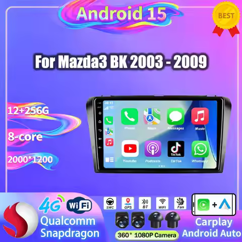 Android 15 For Mazda 3 I Mazda3 BK 2003 - 2009 Car Radio Wireless Carplay Android Auto 4G Multimedia