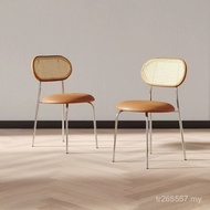 Retro Dining Chair Leisure Designer Rattan Restaurant Solid Wood Stool Chair ins Nordic Medieval Caf