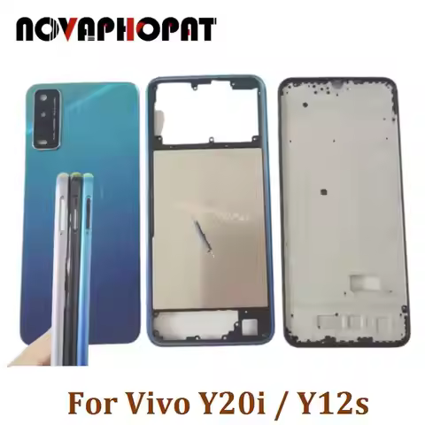 LCD Faceplate Frame Middle Bezel For Vivo Y20i Y12s Battery Cover Back Rear Door Housing Camera Glas