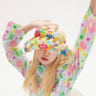格紋花朵 防紫外線貝殼防曬帽 多用髮箍 大帽簷