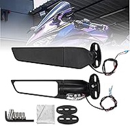 RACEAST Universal Mirrors Adjustable Rotating Side Mirrors Turn Indicator Lamp Bike Wing Mirror Wing Convex Mirror - Compatible with NINJA400 YZF CBR250R, ZX25R, GSX250R ZX-4R/RR and More