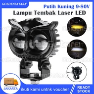 Lampu Tembak Laser LED D2 OWL 2 Warna CR7 Putih Kuning Jauh Dekat Dijamin Terang 9-80V / Lampu Temba