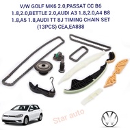 V/W GOLF MK6 2.0,PASSAT CC B6 1.8,2.0,BETTLE 2.0,AUDI A3 1.8,2.0,A4 UDI TT 8J TIMING CHAIN SET (13PC