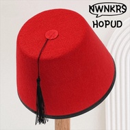 1412NWNKRSHOPUD Fez Cap, Round Breathable Tarboosh Fez Hat, Traditional Felt Red Color Moroccan Hat 