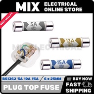 UK Plug Top Fuse BS1362 13A 15A 20A Replacement Switch 13 A 15 A 20 A Bs 1362 6x25mm Ceramic Fuse 25