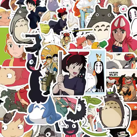 50Pcs Cartoon Bright Ghibli Hayao Miyazaki Stickers Totoro Decals For Phone Laptop Suitcase Notebook