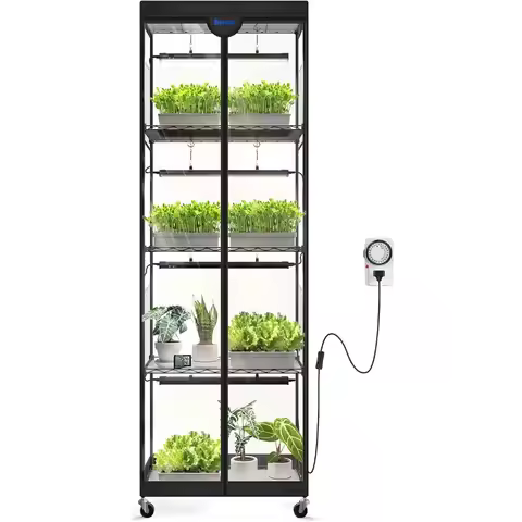 600 Mini Greenhouse with Grow Lights, 5-Tier Plant Stand with 100W TX-S25 1.6T 5000K ull Spectrum Pl