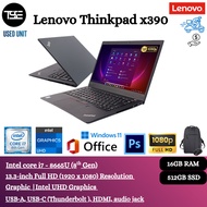 Lenovo ThinkPad X390 Intel Core i7 8th Gen Ram 16GB 512GB SSD 13.3" FHD Display Window 11Pro office