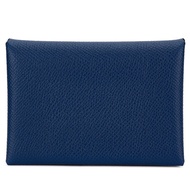 Hermès Bleu Navy Epsom Calvi Duo Card Holder Palladium Hardware, 2023
