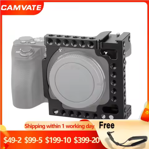 CAMVATE Camera Cage Rig With Cold Shoe Mount &1/4"-20 Threads For Sony A6600, A6500,A6000,A6300, A64