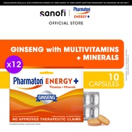 Pharmaton Energy+ with Ginseng (plus Vitamins & Minerals) - 10 Tablets (Bundle of 12)