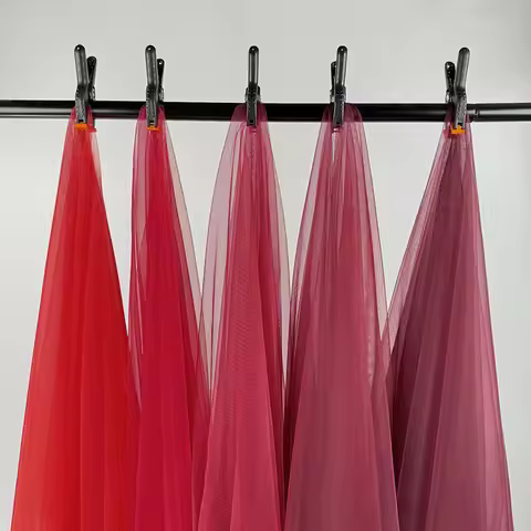 Red, pink wedding venue layout Mesh fabric, soft Tulle fabric, elastic Tulle mesh fabric, veil, brid