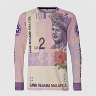 【READY STOCK】Malaysia Ringgit RM 1000 Polo T-Shirt Currency Banknote Print Collared Tee Breathable S