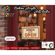 Marquee GLOW UP Shop or Cafe Door Sign! OPEN CLOSED Vintage LED Effect | 2 Sides, 25x13.7cm, Ready t