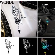 WONDE Prayer Gesture Decoration Stickers, Waterproof Prayer Gesture Car Prayer Gesture Laser Sticker