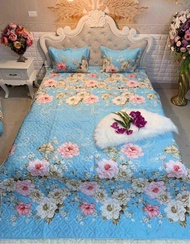 Bộ Chăn Ga Gối Cotton Poly - Hình Trà Xanh ( 3 Món 4 Món 5 Món )