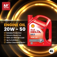 [Original] Shell Helix HX3 Engine Oil 20W50 4Liter (5000KM) - Proton Perodua Honda Toyota ++