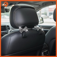Pinkcat Car Headrest Hooks Shiny Rhinestone Bow Ornament 10lbs Load Capacity Universal Auto Hangers 