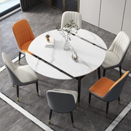 S-T💛Retractable Stone Plate Dining Tables and Chairs Set Modern Simple Home Small Apartment Leisure Foldable Dual-Purpos