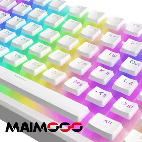 MAIMOOO Russian Keycap Translucent Layout Pudding Keycaps 108Keys PBT Game Keycap Mechanical Keyboar
