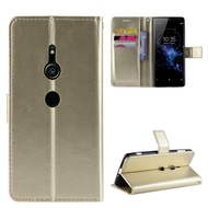 Luxury Crazy Horse PU Leather Casing Sony Xperia XZ2 H8266 H8216 H8296 H8276 Flip Cover Lanyard Card Holder Wallet Case
