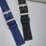สายรัดสายนาฬิกาสีดำสีน้ำเงินเข้ม22มม. 24มม. สำหรับ Navittimer/ Avenger/ หัวเข็มขัดนาฬิกาข้อมือสายสเตนเลส Breitling