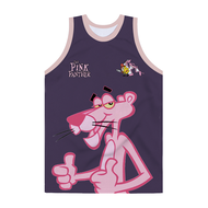 เสื้อเจอร์ซีย์สำหรับผู้ชายบาสเก็ตบอล Pink Panther 3D พิมพ์กีฬากลางแจ้ง