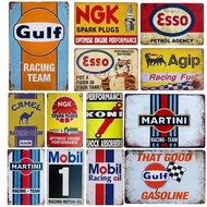 Shabby Chic Vintage Metal Tin Sign Gulf Esso Agip Man Cave Wall Decor Motor Oil Garage Plaque Gas St