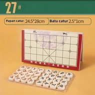 Xiang Qi Lipat Kayu Premium Portable Mudah Dibawa Permainan Tradisional Catur China Hadiah Unik