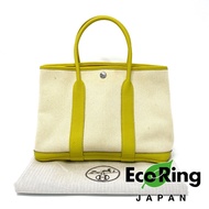 △ Hermes 愛馬仕 Garden Party 30 Yellow Calfskin Beige Canvas Palladium-plated Hardware Tote Bag Stamp Y 黃色牛皮米色帆布銀扣手袋 Y刻 - 247004087