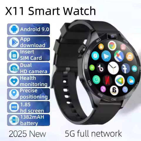 X11 4G Smartwatch for Men, 1.85" Screen, Android OS, 8GB+ 128GB, Dual Camera, Wi-Fi, GPS, 1380mAh Ba