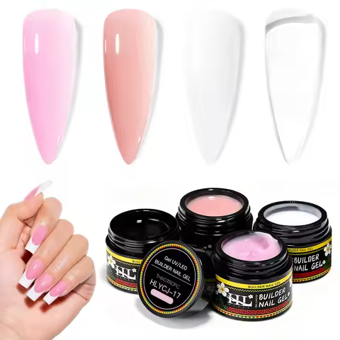 Nail Art Gel Building Gel Kit, 7-in-1 Hard Nail Extension Polygel 4-Color Set 15ml*4, Nail Tip Shapi