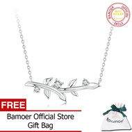 BAMOER 925จี้ใบไม้เงินสร้อยคอสำหรับผู้หญิงปูการตั้งค่า CZ BSN391เครื่องประดับแฟชั่น