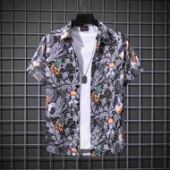 Rainny Mens Fashion Ethnic Short Sleeve Casual Printing Hawaiian Shirt for men Blouse T-shirt men