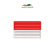 MERAH Bed Bet Embroidered Emblem School Logo Red and White FLAG Size 3x5 cm