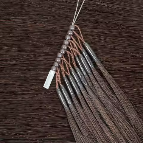 8D Micro Link Hair Extensions Human Hair Nano Rings With Fish Line Hair Extension Invisible Mechine 