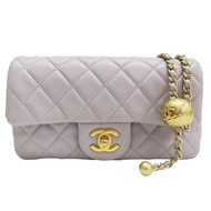 灰色 菱格紋 羊皮 Pearl Crush 金球 肩背包【CHANEL 香奈兒】 AS1787