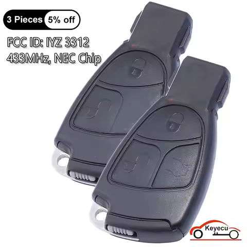 KEYECU 2 3 Buttons 433MHz NEC Chip for Mercedes Benz B C E ML S CLK CL Auto Smart Remote Key Fob FCC