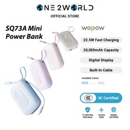 WOPOW SQ73A 20000mAh Mini Power Bank with Built-in LN & Type-C Cable, Portable Fast Charging