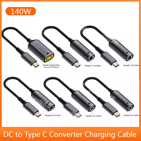 140W DC to Type C PD Cable Universal DC Jack 7.4x5.0 5.5x2.1 4.5x3.0mm Female to USB-C Male Adapter 