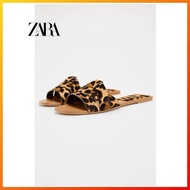 ZARA Summer New Women's Shoes Leopard Print Leather Flat Bottom Casual Open Toe Sandals 2646310 195