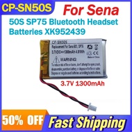 3.7V 1300mAh CP-SN50S Li-Ion Battery For Sena 50S SP75 Bluetooth Headset Batteries XK952439 Accessor