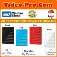WD MY Passport USB 3.2 GEN1 Portable HDD1TB / 2TB / 4TB / 5TB / 6TB Black / White / Blue / White
