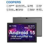Android 15 Tablet, 10.1 Inch Tablet, CPU T310 2.0GHz Quad-Core Processor, 8GB (3GB+5GB Expansion) RA