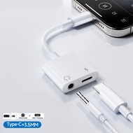 2 in 1 USB C to 3.5mm/Dual Type C Headphone Charger Adapter Aux Jack Dongle Cable for iPhone 15 16 P
