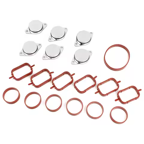 6 x 33mm Crude Oil Swirl Flap Blanks Replacement Bungs with Intake Manifold Gasket for -BMW E46 E60 