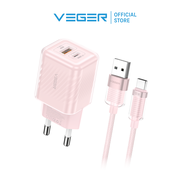 ชุดชาร์จเร็ว VEGER VC-AC20W06 & V-AC06 หัวชาร์จเร็ว PD20W ช่องชาร์จ USB-A/Type-C พร้อมสายชาร์จเร็ว U