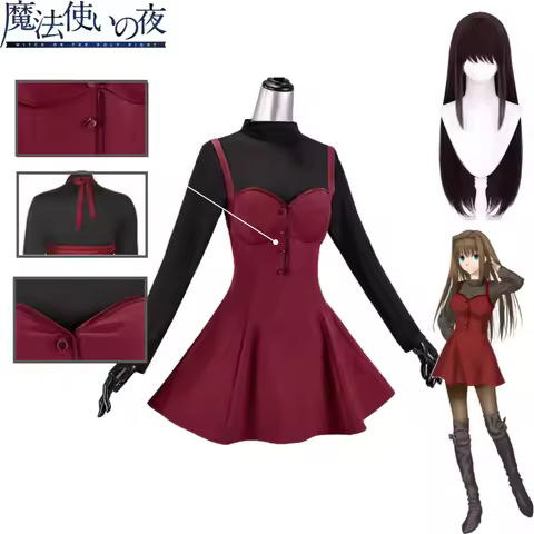 Aoko Aozaki Cosplay Costume From Mahoutsukai No Yoru Anime Role Play Outfit for Women Dress and Wig 