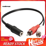 35mm 1/8'' Stereo Female To 2 Male RCA Jack Adapter Aux Audio Y Cable Splitter